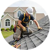 Roofing contractor working on a roof